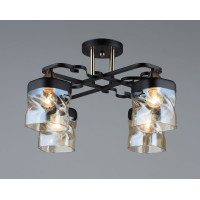 Світильник з хвилястими плафонами 4 лампи Е27, чорна основа