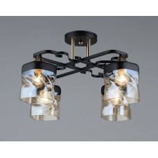 Світильник з хвилястими плафонами 4 лампи Е27, чорна основа