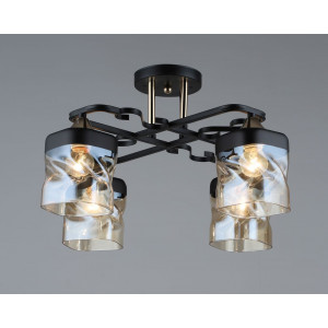 Світильник з хвилястими плафонами 4 лампи Е27, чорна основа