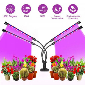 Світлодіодна фітолампа 18W 4 гілки USB Full Spectrum 660/450 nm таймер