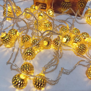 Светодиодная гирлянда 6м 40LED шары в металле 8 режимов 230В