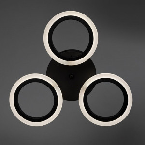 Светодиодная люстра 36Вт на 3 плафона черная пульт ДУ, диммер