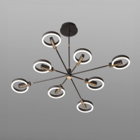 Светодиодная люстра хай-тек 72Вт 116см 8 ламп 3000-6000К серый с золотом, пульт д/к