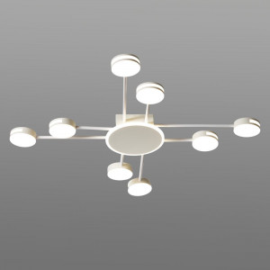 Светодиодная люстра на пульте 134Вт 3000-6000К 9 плафонов белая с диммером