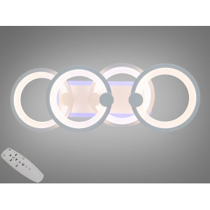 Світлодіодна люстра пристельова 65W 3200-6500К біла з пультом та RGB-підсвіткою