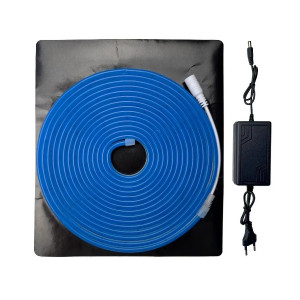 Светодиодный неон синий 12V 120 д.м. 5м IP65 6*12мм с блоком питания