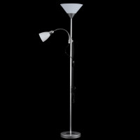 Торшер матовий нікель 2 лампи Е27/Е14 метал 180 см