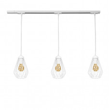 Трековый светильник белый металлический на 3 лампы Е27 регулируемый подвес