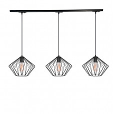 Трековий світильник чорний металевий на 3 плафони конус цоколь Е27 