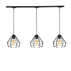 Трековий світильник металевий для кухні на 3 лампи Е27 чорний