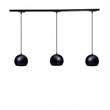 Трековий світильник металевий з 3 кулястими плафонами цоколь Е27 чорний