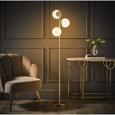 Триламповий торшер модерн з натуральним каменем і скляними плафонами Е27