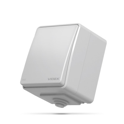 Вимикач одноклавішний зовнішній IP65 сірий