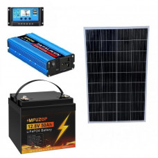 Комплект резервного питания с солнечной панелью 120W + инвертор 1500W (макс...