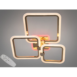 Золота люстра led 65Вт 3630Лм з пультом, димером, 3 режими світла