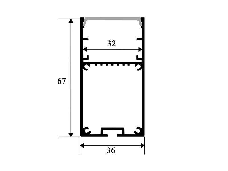 Профиль для LED ленты LS44 (36mm) с матовым рассеивателем 1м (цена 1 м)