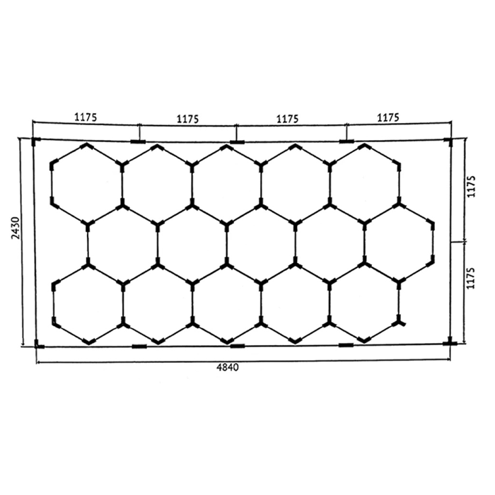 Соты. Светильник для детейлинга 696W светодиодный 76560Lm 15hexs 6500К холодный белый